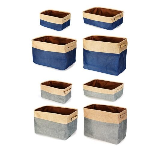Dark Slate Blue Eight Kinds of Cotton & Linen Blue/Grey Storage Basket Without Cover for Kid Toys