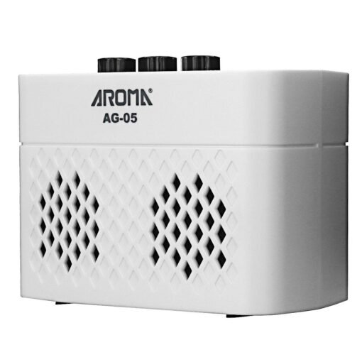 Light Gray AROMA AG-05 Bluetooth Electric Guitar Amp Amplifier 5-Watt Stereo Output Distortion Gain Tone Control 3.5mm Monitoring 6.35mm
