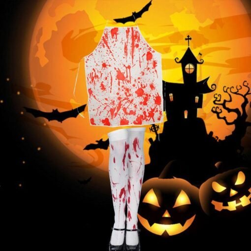 Orange Red Halloween Party Decoration Cosplay Bloody Stains Aprons Props Horror Scene Supplies Toys