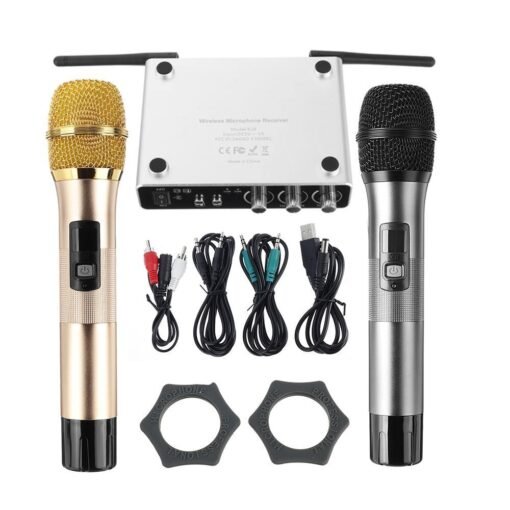 Dark Slate Gray Gitafish K28 Wireless Handheld Microphone System with 2 Cordless Mics and Receiver Box Professional Live Equipment Optional 25 Channels UHF Band Wire