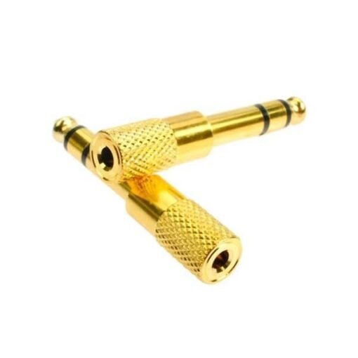 Light Goldenrod Gold Plated 6.35mm Male to 3.5mm Female Microphone Audio Convertor