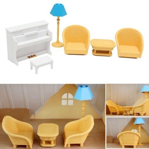 Dollhouse Sofa Piano Table Miniature Furniture Sets For Sylvanian Family Accessories Kids Gift Toys - Toys Ace