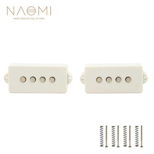 Light Gray NAOMI 2 Pcs Electric Bass Pickups White Humbucker Double Coil For 4 Strings Bass Bridge Neck Pickup Set Noiseless
