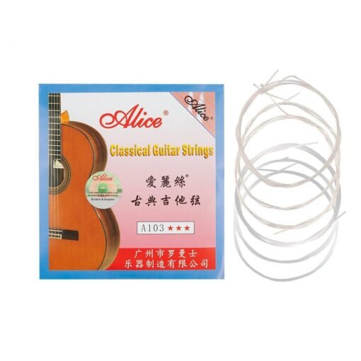 Light Pink Alices Guitar Strings A103 Clear Nylon Silver Plated EBGDAE Single 6 Strings Guitar Parts Classical Guitar Strings