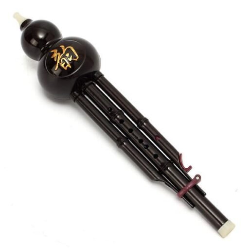 Dark Slate Gray Chinese Hulusi Gourd Cucurbit Flute Double Sound C Bb Tone Yunnan Ethnic Music Instrument