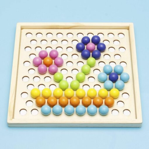 Light Goldenrod Clip Beads Math Game Set Wood Toys Kids Hand Brain Chopsticks Training Teaching Tools