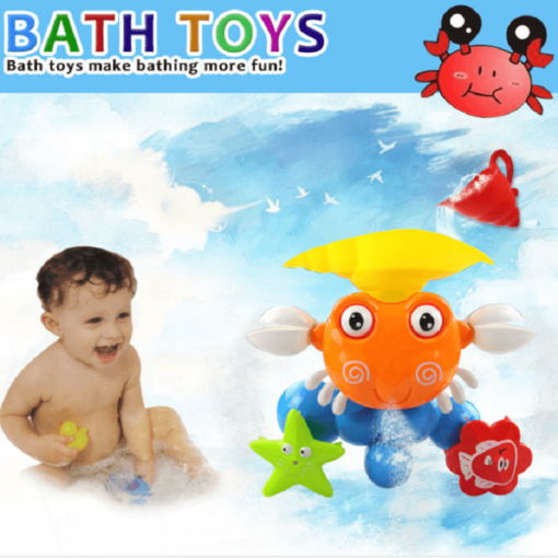 White Smoke Baby Crab Windmills Bath Toy Faucet Plastic Wash Toys Spray Water Fun