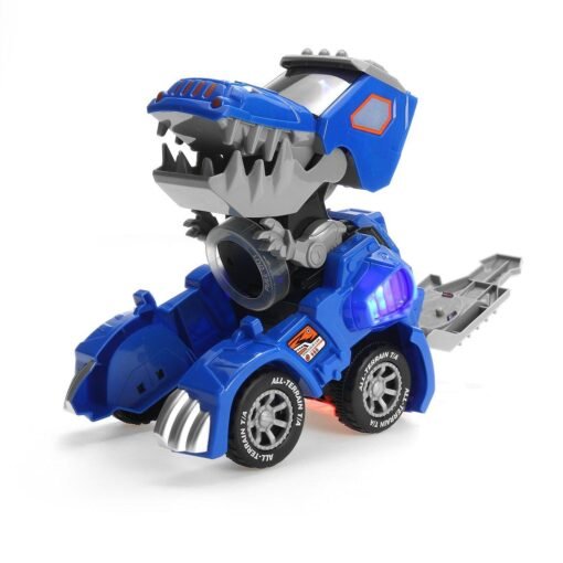 Electric Deform Dinosaur Automatically Turn Car Toy with Music Flashing LED Lights for Kids Gift Collection - Toys Ace