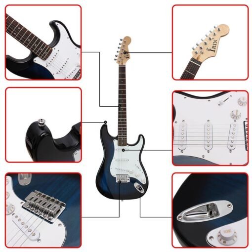 White Smoke IRIN 38 Inch Electric Guitar Kit with Guitar Bag,Strings,Rocker,Wrench,Picks,Strap,Cable for Beginner