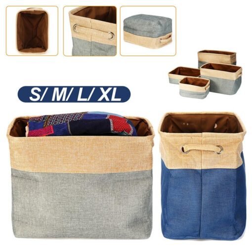 Tan Eight Kinds of Cotton & Linen Blue/Grey Storage Basket Without Cover for Kid Toys
