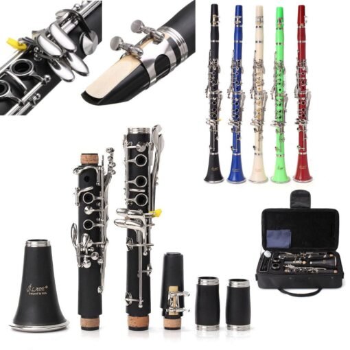 White Smoke LADE 17 keys Drop B Multiple Colour Clarinet with Portable Case/Cleaning Cloth