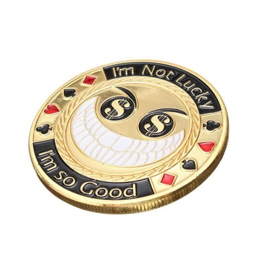 Tan Metal Poker Guard Card Protector Coin Chip With Round Plastic Case
