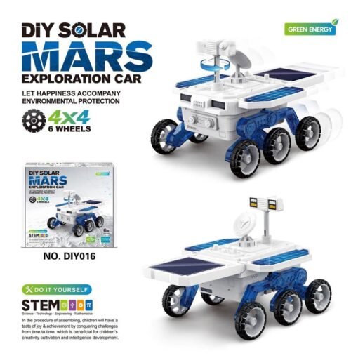 White Smoke DIY Solar Planet Rover STEM Assembly Four-wheel Drive Electric Science And Educational Model Toys