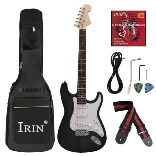 Dark Slate Gray IRIN 38 Inch Electric Guitar Kit with Guitar Bag,Strings,Rocker,Wrench,Picks,Strap,Cable for Beginner