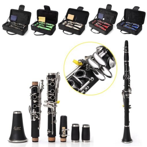 Snow LADE 17 keys Drop B Multiple Colour Clarinet with Portable Case/Cleaning Cloth