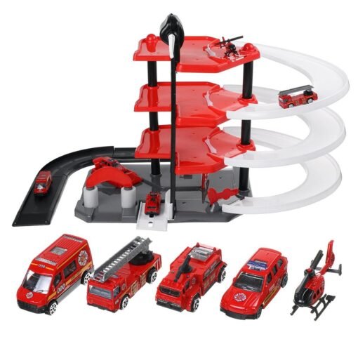 DIY Four-layer Fire Truck Alloy Rail Car Large Track Parking Lot Children's Educational Play House Toys - Toys Ace