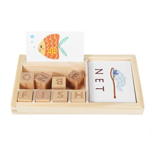 Tan Alphabet Building Block Toys Cardboard Puzzle Kid English Early Learning Card