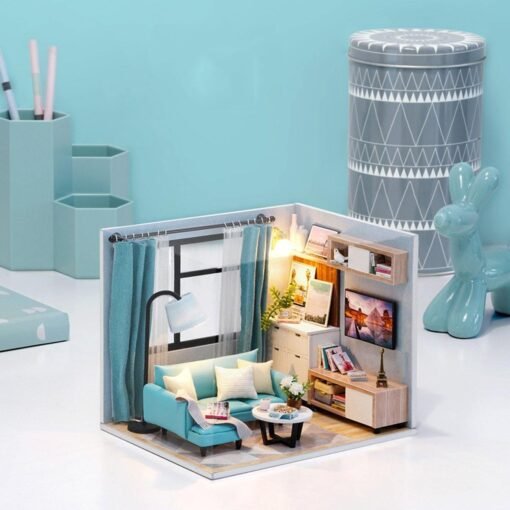 Wooden 3D DIY Handmade Assemble Doll House Miniature Kit with Furniture LED Light Education Toy for Kids Gift Collection - Toys Ace