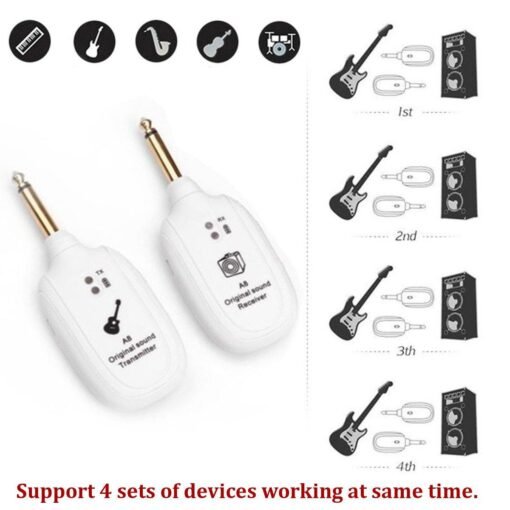 White Smoke A8-TX/RX Wireless Audio Transmitter Receiver System for Electric Guitar Bass Violin