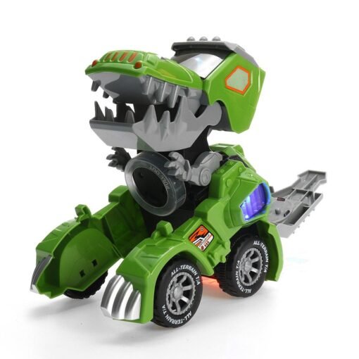 Electric Deform Dinosaur Automatically Turn Car Toy with Music Flashing LED Lights for Kids Gift Collection - Toys Ace