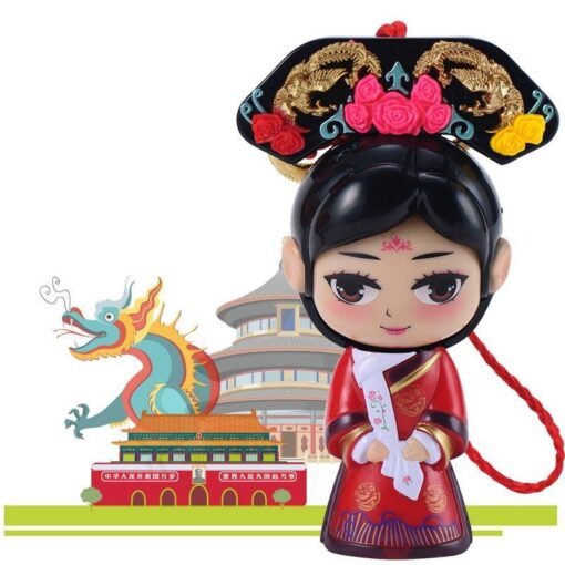 Rosy Brown Chinese Forbidden City Queen Face Changing Doll Toys Gifts Car Decoration