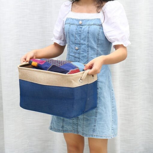 Light Slate Gray Eight Kinds of Cotton & Linen Blue/Grey Storage Basket Without Cover for Kid Toys
