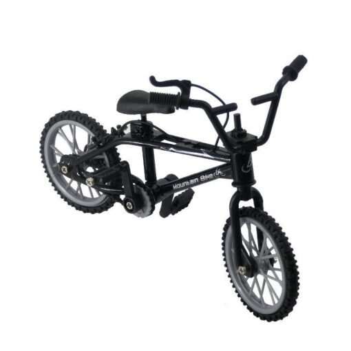 Black Mini Simulation Alloy Finger Bicycle Retro Double Pole Bicycle Model w/ Spare Tire Diecast Toys With Box Packaging